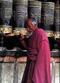 Turning the prayer wheels